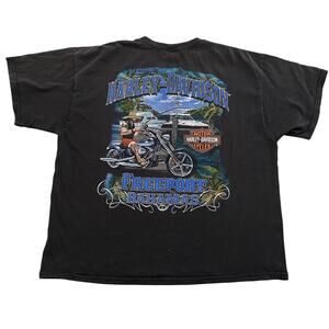 Harley Davidson Mens Freeport Bahamas Motorcycle Biker Black Tee Size 2XL